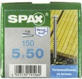 Spax Terrassenschraube, Edelstahl A2 blank, Zylinderkopf T25, Fixiergewinde, 5x50 mm, 150 Stück
