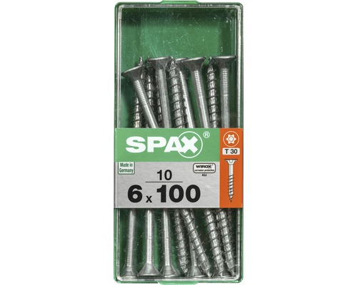Spax Universalschraube Senkkopf Stahl gehärtet T 30, Holz-Teilgewinde 6x100 mm, 10 Stück