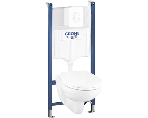 Wandtiefspülklosett-Set Grohe Solido Compact 39117000 Abgang waagrecht mit Vorwandelement und WC-Sitz weiß