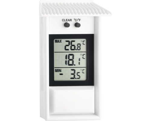 Innen- und Außenthermometer Digital TFA Kunststoff weiß Innen/Außen mit minimal/maximal Anzeige