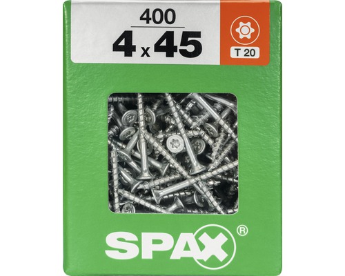 Spax Universalschraube Senkkopf Stahl gehärtet T 20, Holz-Teilgewinde 4x45 mm, 400 Stück
