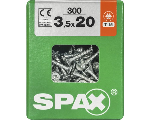 Spax Universalschraube Senkkopf Stahl gehärtet T 15, Holz-Vollgewinde 3,5x20 mm, 300 Stück