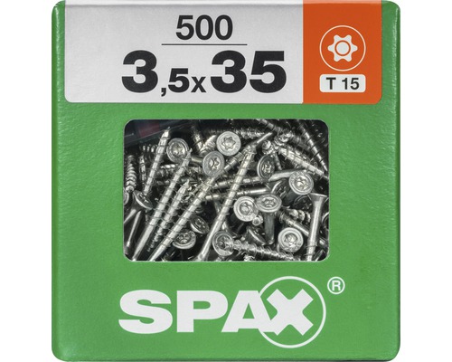 Spax Universalschraube Senkkopf Stahl gehärtet T15, Holz-Teilgewinde 3,5x35 mm 500 Stück