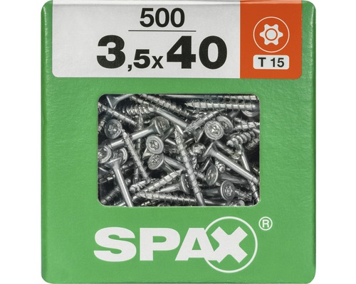 Spax Universalschraube Senkkopf Stahl gehärtet T15, Holz-Teilgewinde 3,5x40 mm 500 Stück