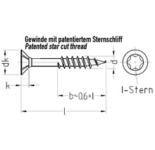 JD Plus Universalschraube Spanplattenschraube Senkkopf m. I-Stern 3,5x30 mm galv.verzinkt gelb chromatiert, 1000 Stück-thumb-2