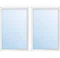 Kunststofffenster 2.Flg.mit Stulppfosten ESG ARON Basic weiß 1350x1400 mm