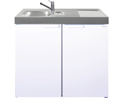 Miniküche Stengel Kitchenline MK100 100x60 cm Becken links weiß glänzend