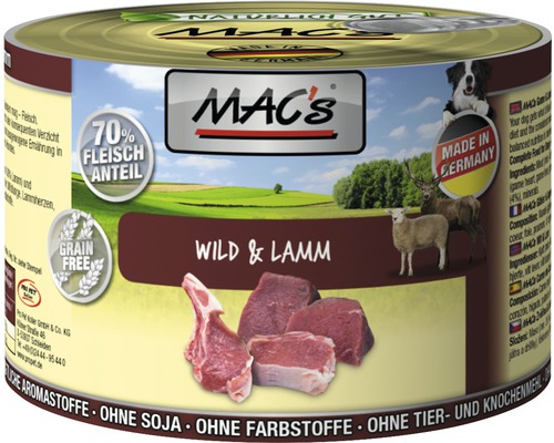 Hundefutter nass MAC's Wild und Lamm 200 g