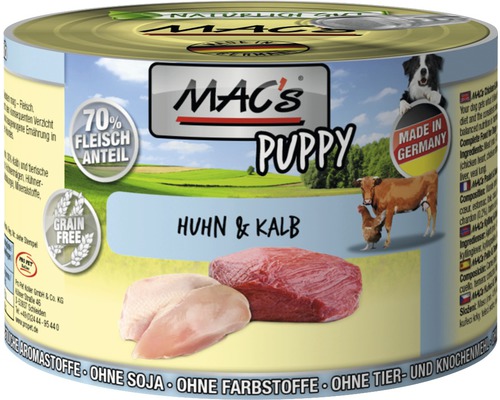 Hundefutter nass MAC's Puppy Huhn und Kalb 200 g