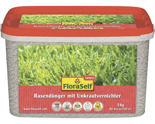 Rasendünger mit Unkrautvernichter FloraSelf Select 5 kg / 250 m² Reg.Nr. 2786-907
