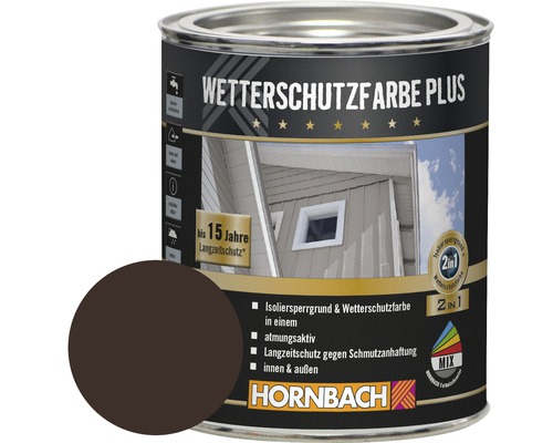 HORNBACH Holzfarbe Wetterschutzfarbe Plus dunkelbraun 750 ml