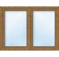 Kunststofffenster 2.Flg.mit Stulppfosten ESG ARON Basic weiß/golden oak 1100x1600 mm
