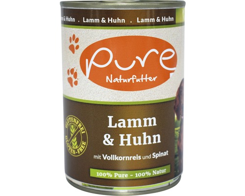 Hundefutter nass PURE Lamm und Huhn 400 g