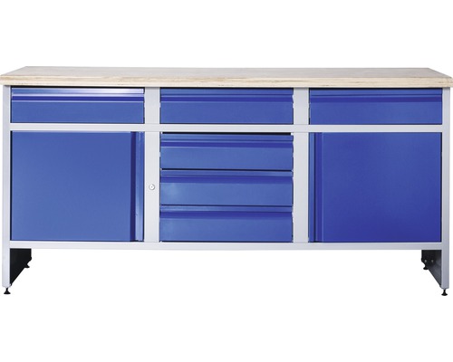 Werkbank Industrial B 7.0 1770 x 880 x 700 mm 2 Türen 6 Schubladen grau/blau