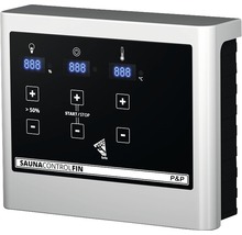 Plug & Play Sauna Karibu Monja Sparset inkl. 3,6 kW Bio Ofen u.ext.Streuerung mit Dachkranz und bronzierter Ganzglastüre-thumb-5