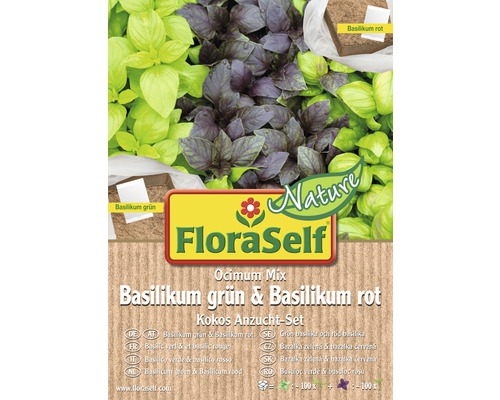 Anzuchtset Flora Self Nature Kokos ‘Basilikum grün & Basilikum rot‘ 0,2 m²