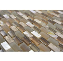 Glasmosaik mit Naturstein Crystal XCM B15S 31,0x28,5 cm beige-thumb-1