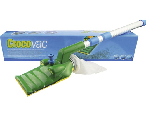 Poolsauger Croco Vac für Boden mit Anschlussschlauch 2,5 m und Teleskopstange manuell Kunststoff grün