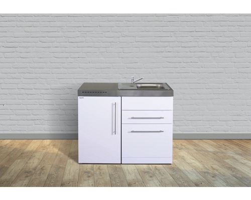 Miniküche Stengel Premiumline MPGS110 100x60 cm Becken rechts weiß glänzend