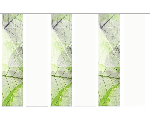 Flächenvorhang Blattari grün 60x245 cm 6er-Set