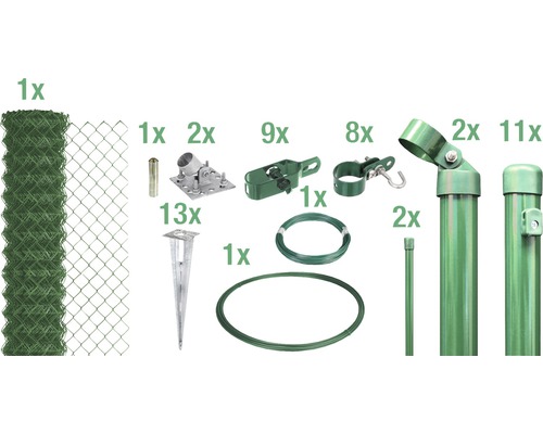 4-Eckgeflecht Set ALBERTS Maschenweite 60 mm zum Aufschrauben 25x2 m grün