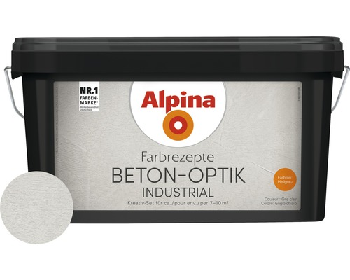 Alpina Wandfarbe Beton-Optik Hellgrau Komplett-Set