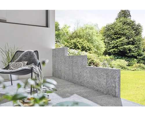 Palisade Randstein Premium Granit hellgrau 10x25x200cm gestockte Oberkante 