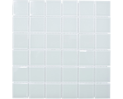 Glasmosaik Crystal Quadrat 30,0x30,0 cm weiß mix