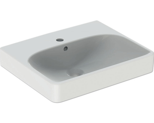 Handwaschbecken Geberit Smyle Square 50x41 cm weiß asymetrisch mit Beschichtung
