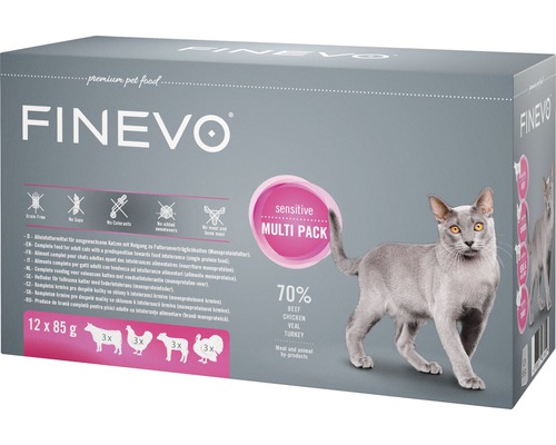 Katzenfutter nass FINEVO Sensitive Cat Mix 12x85 g