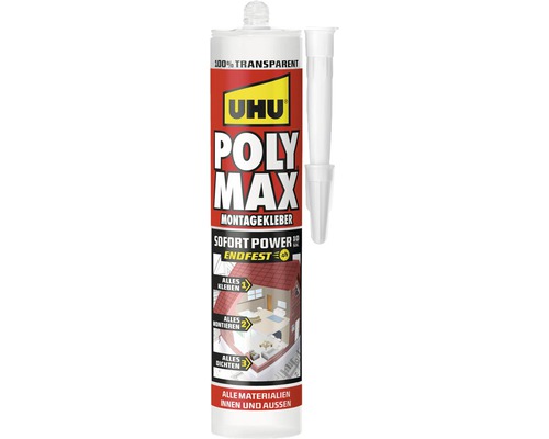 UHU POLY MAX Sofort Power Montagekleber 300 g transparent-0
