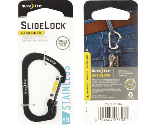 Karabinerhaken Nite Ize SlideLock® Carabiner Stainless Steel CSL3-01-R6 schwarz-0