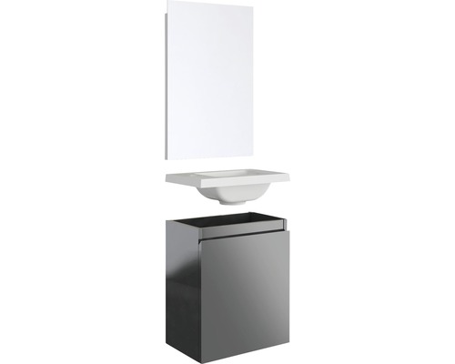 Badmöbel-Set Allibert Porto mit Waschtischunterschrank, Waschtisch und Spiegel 48,6x40,2x25,2 cm dunkelgrau