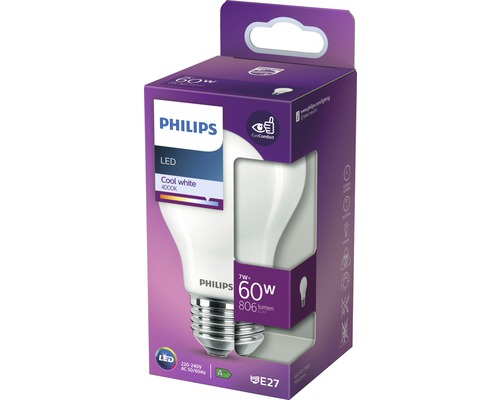 LED Lampe Philips E27/7W(60W) 806 lm 4000 K Birnenform Neutralweiß