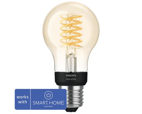 Philips hue LED Lampe Filament White dimmbar klar E27/7W(50W) 550 lm 2100 K warmweiß A60 - Kompatibel mit SMART HOME by hornbach