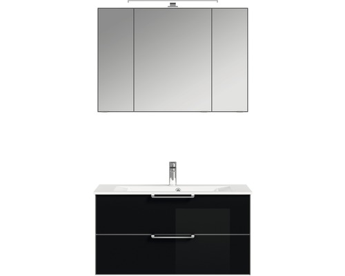 Badmöbel-Set Pelipal Xpressline 3065 mit Spiegelschrank 200x102,4x44,7 cm schwarz