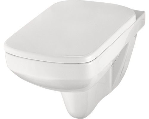 Wandtiefspülklosett-Set Ceravid Vanea spülrandlos weiß mit WC-Sitz