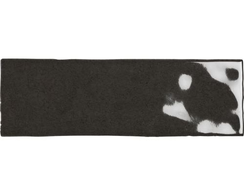 Steingut Wandfliese Nolita 6,5x20,0 cm schwarz glänzend