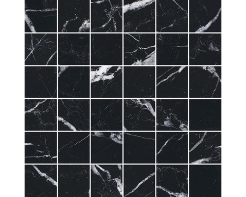 Feinsteinzeugmosaik Verona 30,0x30,0 cm schwarz matt
