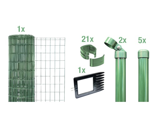 Zaunkomplett-Set ALBERTS Fix-Clip Pro-Set zum Einbetonieren 10x1,53 m grün