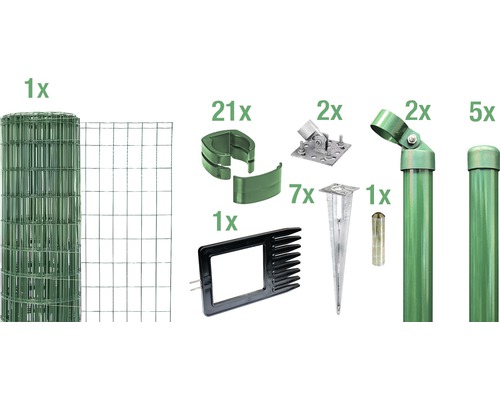 Zaunkomplett-Set ALBERTS Fix-Clip Pro-Set mit Bodenhülsen 10x1,53 m grün