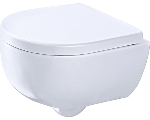 Wandtiefspülklosett-Set Geberit Renova Compact spülrandlos weiß mit WC-Sitz