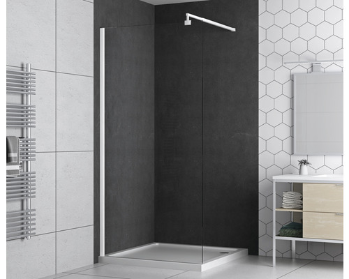 Duschseitenwand für Duschtüre basano Modena 900x1950 mm Echtglas Klar hell weiß matt
