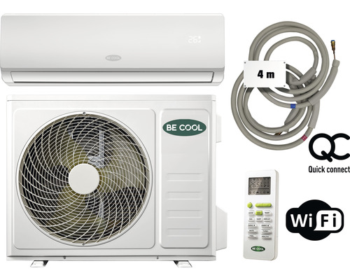 Split Klimaanlage Be Cool (Premium Feature) BCP12SK2101QW 12.000 BTU 1720 W bis 105 m³ Raumgröße mit WIFI und Quick Connect weiß - Beachten Sie: Gesetzeslage zum Einbau für Endverbraucher!
