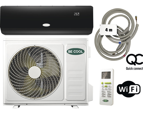 Split Klimaanlage Be Cool BCB12SK2101QW 12.000 BTU 1720 W bis 105 m³ Raumgröße mit WIFI und Quick Connect schwarz - Beachten Sie: Gesetzeslage zum Einbau für Endverbraucher!