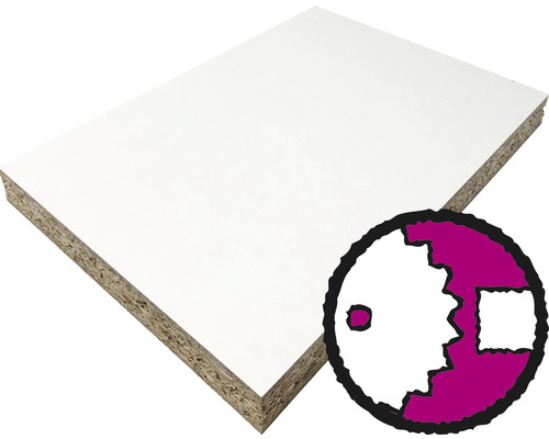 Spanplatte beschichtet Platte foliert weiß 2650,0 x 1032,0 x 12,0 mm