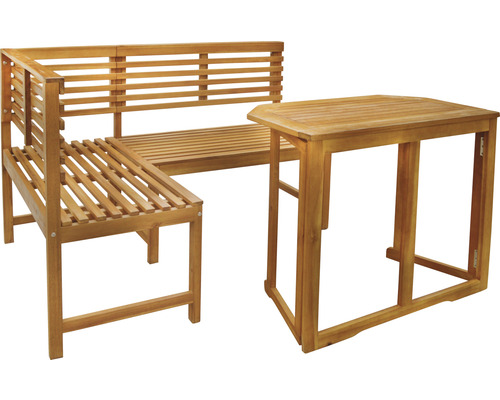 Gartenmöbel- Balkonmöbelset Eckbank Holz Akazie Eckbank: 90x90 cm Tisch: 90x50x74 cm klappbar
