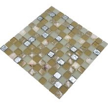 Glasmosaik Crystal Quadrat XCM 8OP9 Muschel 30,0x30,0 cm beige-thumb-4