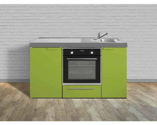 Miniküche Stengel Kitchenline MKB150 150x60 cm Becken rechts Grün glänzend