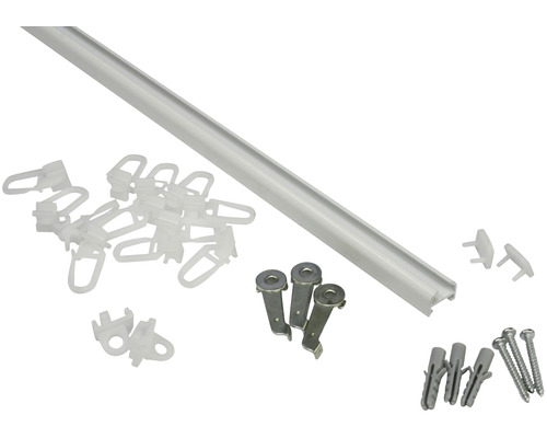 Aluminium-Vorhangschiene 13 mm Komplettset weiß 150 cm-0
